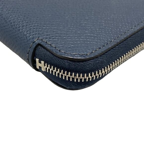 HERMES Azap Compact Silkin - Blue de Presse Veau Epsom B Coin Case 810-070725 - Picture 6 of 11